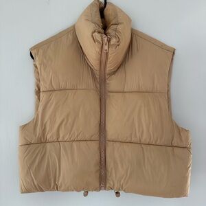 Women’s Cropped Tan Puffer Vest